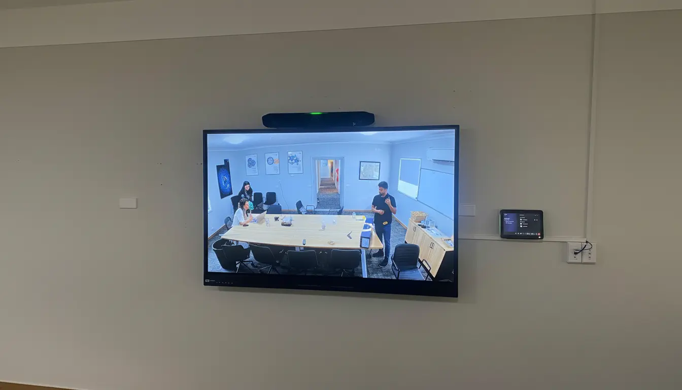 Office TV installation on a commercial premises wall